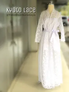 Kimono wedding robes full lace brukat panjang ready murah free inner