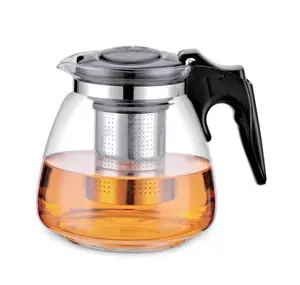Teko teh kopi dengan saringan 1100ml kaca tea pot glass elegan murah