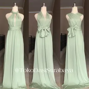Multiway convertible infinity maxi dress bridesmaid wedding green sage