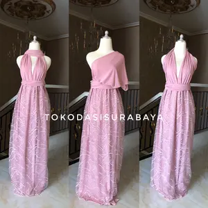 Multiway dress convertible infinity bridesmaid long pearl rose gold