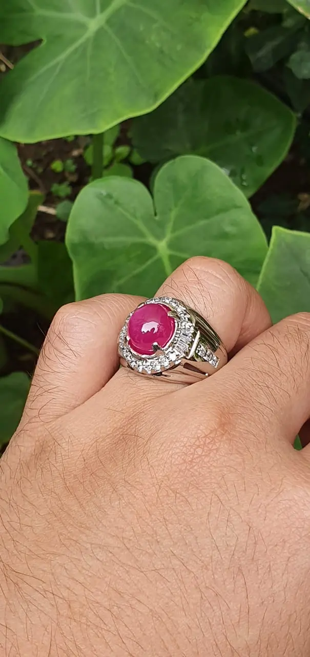 Cincin Batu Ruby Natural Ring Alpaka