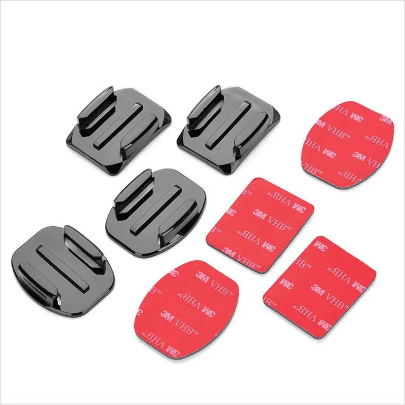 Helmet mount curved & flat 4pcs for gopro / xioami yi / brica bpro dll 2