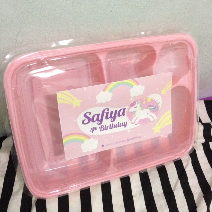 Gambar Bento Box Ulang Tahun plus Stiker Label dari Rinjani Design Project Kab. Bogor Tokopedia
