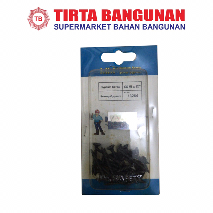 Gambar MR SAFETY SEKRUP GIPSUM 13264 M6 X 1 1/4” HITAM dari Tirta Bangunan Kota Depok Tokopedia