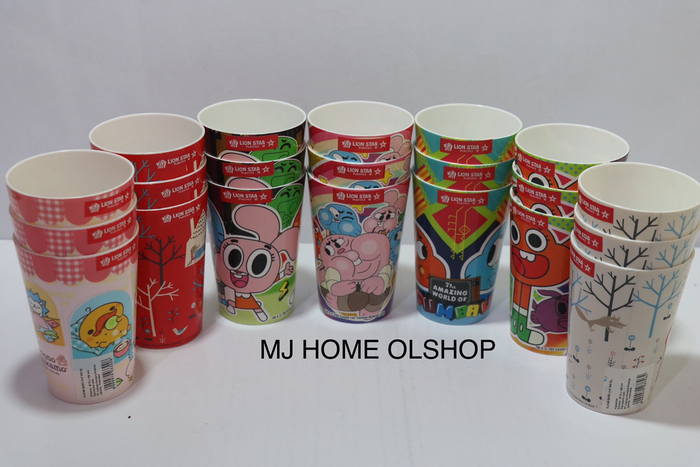 Gambar (6pcs) Gelas Plastik Gambar Lionstar / Basic Cup 300mil dari MJHOMEOLSHOP Kab. Tangerang Tokopedia