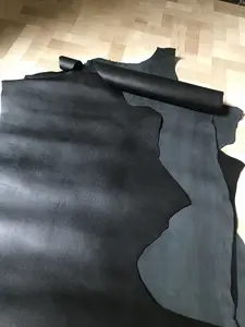 Kulit sapi lembaran Full Grain pori warna hitam 12 square feet