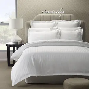 Duvet Cover - Quilt Cover Hotel - Putih Salur - Double 250x230cm