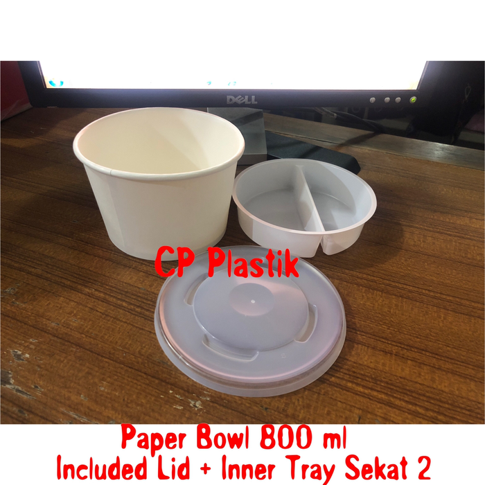 Gambar Paper Bowl + Lid + Tray Sekat 2 | Mangkok Kertas Uk. 800 ml dari Shelby's Corner Jakarta Barat Tokopedia