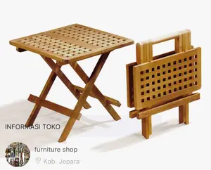 Meja piknik meja makan kebun outdoor serbaguna kayu jati