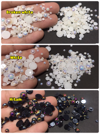 Gambar Half pearl mutiara belah payet tempel rhinestone mutiara AB aksesoris - white dari Done Handymade Kota Administrasi Jakarta Barat 2 Tokopedia