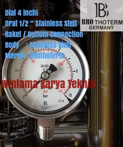 Presure Gauge BROthoterm SF 500 bottom drat Stainless Stell 0-10 bar