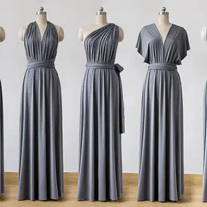 Multiway maxi infinity convertible bridesmaid dress dark grey abu