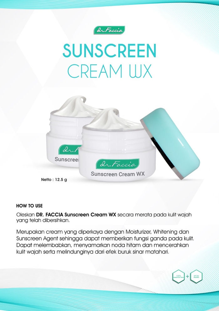 Gambar dr Faccia Sunscreen Cream WX-Tabir Surya Whitening SPF 30 (02003005) dari Theraskinbest Kota Administrasi Jakarta Barat Tokopedia