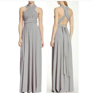 Multiway maxi dress confertible infinity bridesmaid dress gown silver