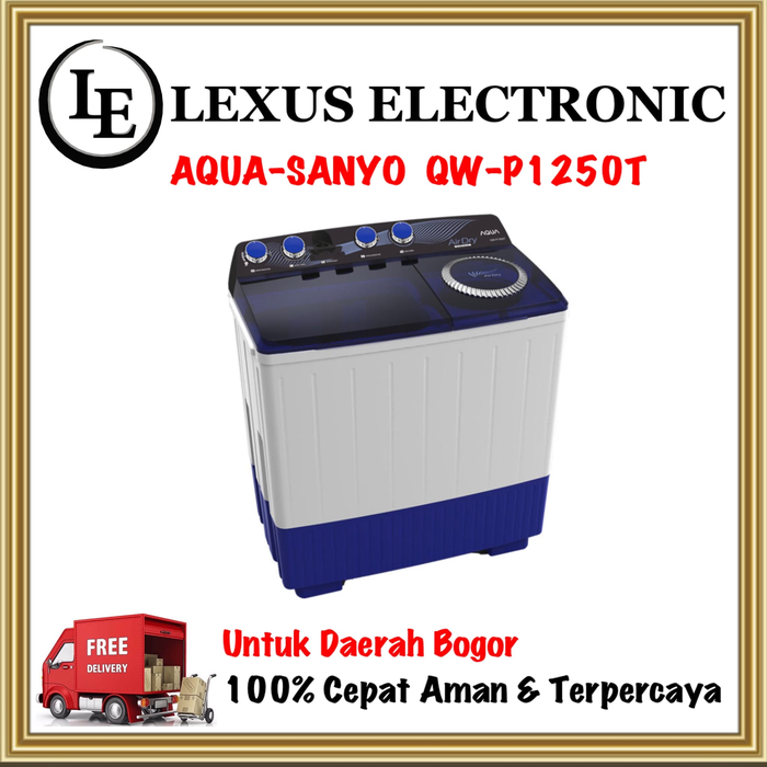 Gambar AQUA SANYO MESIN CUCI 12KG | QWP1250T | QW-P1250T | 2 TABUNG 12KG dari lexus electronic mall Kota Bogor Tokopedia