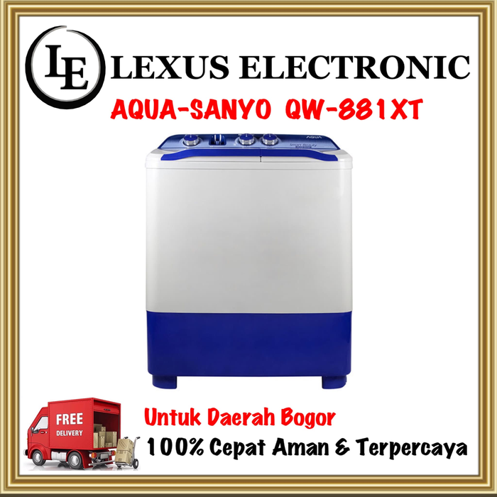 Gambar AQUA SANYO MESIN CUCI 8KG | QW881XT | QW-881XT | 2 TABUNG 8 KG dari lexus electronic mall Kota Bogor Tokopedia