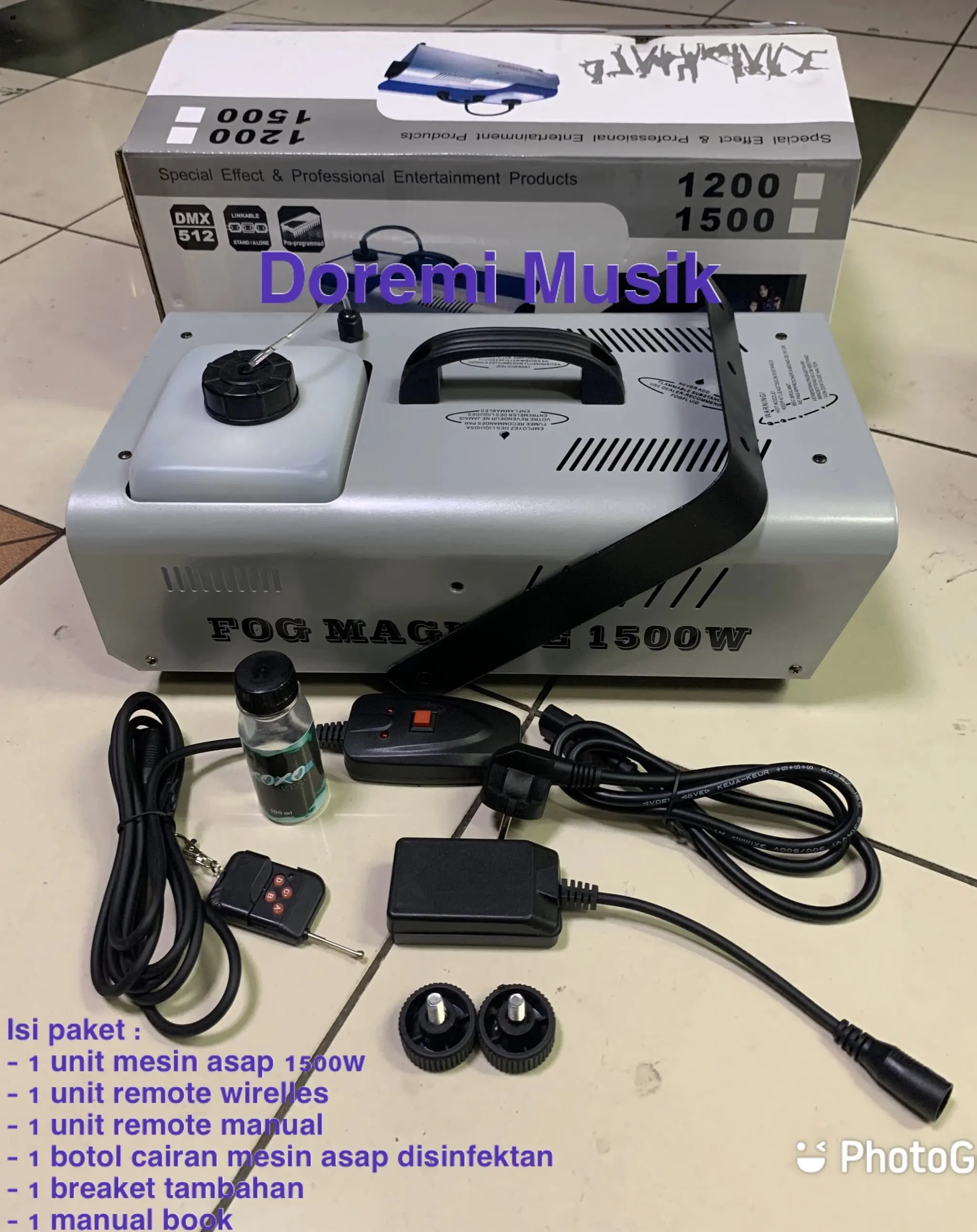 Mesin asap/fog machine 1500watt remot control