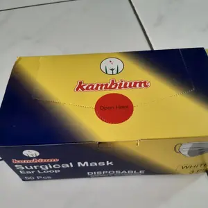 KAMBIUM Masker Putih (White Surgical Face Mask) 3Ply - Tanpa Pewarna
