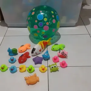 Mainan Bola Kerincingan Bayi Anak Plastik Tiup Baby Anak Lempar Tangkap Renang