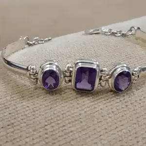 Gelang Perak Natural Stone Purple