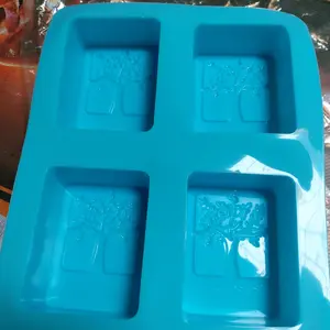 CM Cetakan Silikon Sabun One Leaf Kotak 4 cavity II