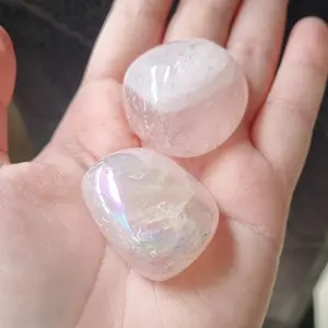 CRYSTALMINE Rose Quartz Crystal Tumble / Batu Alam Kristal Healing Energy Tumbled Stone Natural