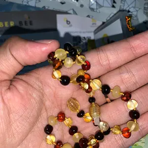 Amber Bee Kalung Amber Anak Premium Glossy Multi Color NGM01 Free Gelang Adjustable untuk Mommy Tumbuh Gigi Anak