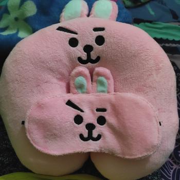 Product Review of (FREE PENUTUP MATA )Bantal leher bt korea kpop 8karakter Bed Hadiah from Tokopedia customer review 0