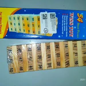 Permainan Uno Stako Kayu 54 Balok dengan 4 Dadu - Brown