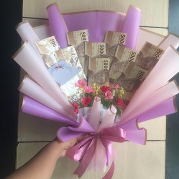 Product Review of Gold Border Frame Cellophane Wrapping Paper Kertas Bunga from Tokopedia customer review 3