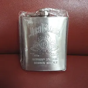 Jim Beam Botol minum Stainless Steel Hip Flask 6 Oz Desain Retro Stylish Logo