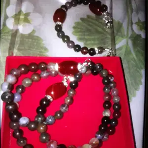 1 Set Konektor dan Kalung Masker Batu Indian Agate