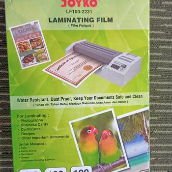 Product Review of plastik plastic laminating joyko a4 100 micron laminasi panas from Tokopedia customer review 1