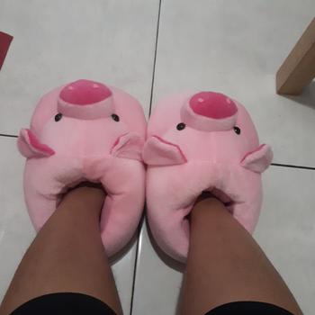 Product Review of SANDAL SEPATU KAMAR/INDOOR KARAKTER BONEKA SAPI COW HIPPO BULU HALUS from Tokopedia customer review 0