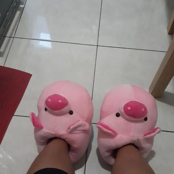 Product Review of SANDAL SEPATU KAMAR/INDOOR KARAKTER BONEKA SAPI COW HIPPO BULU HALUS from Tokopedia customer review 1