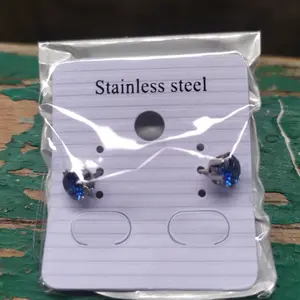 Anting Wanita Tusuk Blue Sapphire Cubic Zircon