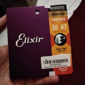 Product Review of Senar Gitar Elixir Acoustic Xtra Light 16002 10-47 Phosphor Bronze from Tokopedia customer review 0