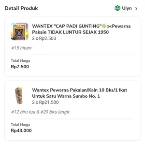 WANTEX "CAP PADI GUNTING"Pewarna Pakain TIDAK LUNTUR SEJAK 1950