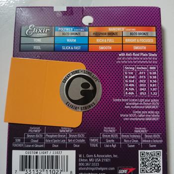 Product Review of Senar Gitar Elixir Acoustic 11027 Cstm Light (11-52) nano from Tokopedia customer review 1