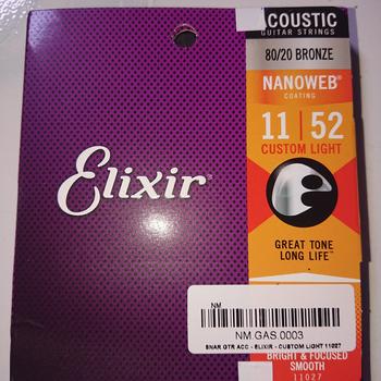 Product Review of Senar Gitar Elixir Acoustic 11027 Cstm Light (11-52) nano from Tokopedia customer review 0