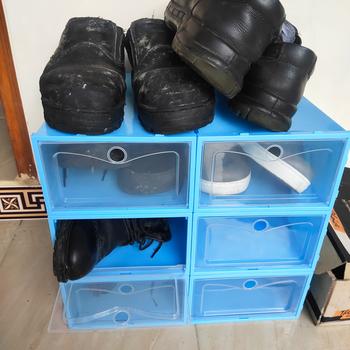Product Review of BESAR LARGE Tempat Sepatu Susun Plastik Transparen Rak Kotak Lipat Box from Tokopedia customer review 0