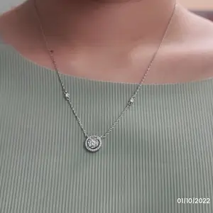 Eclat & Garnet - CHELSEA MARQUISE HALO NECKLACE LTE Perhiasan Zircon Premium Rhodium with 18K Gold Plating Aksesoris Kalung Wanita Lapis Emas Simply Elegant