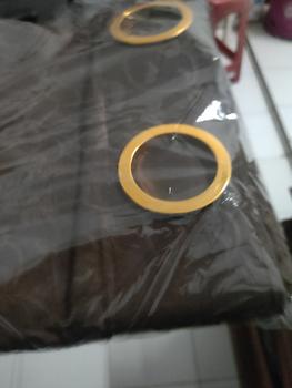 Product Review of Gorden  Curtain jendela Pintu minimalis smokering Gold polos embos coklat tua murah Tali Merah from Tokopedia customer review 3