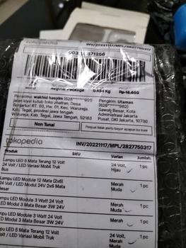 Product Review of Lampu LED 12 Mata 24 Volt / LED Modul 12 Mata 7W 24V from Tokopedia customer review 0