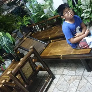 Kursi Bambu Hitam Bale Panjang 175 cm x 60 cm