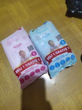 Product Review of [ PAKET 6 PCS ] TISSUE BASAH WETKINS BABY PINK DAN BLUE 50 SHEET 50 LEMBAR from Tokopedia customer review 1