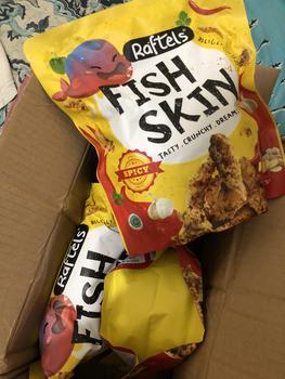 Product Review of Keripik Kulit Ikan / Fish Skin Rasa Spicy Raftels 75gr Halal from Tokopedia customer review 0
