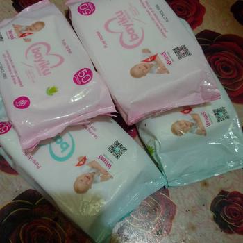 Product Review of [ PAKET 6 PCS ] TISSUE BASAH WETKINS BABY PINK DAN BLUE 50 SHEET 50 LEMBAR from Tokopedia customer review 2