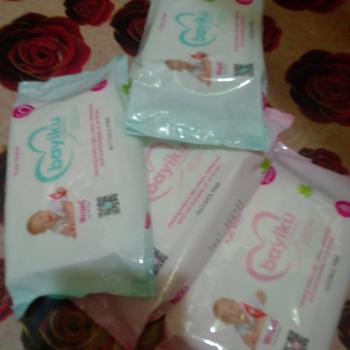 Product Review of [ PAKET 6 PCS ] TISSUE BASAH WETKINS BABY PINK DAN BLUE 50 SHEET 50 LEMBAR from Tokopedia customer review 1