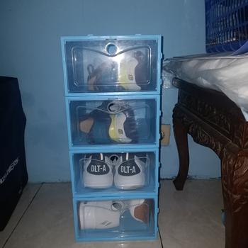 Product Review of BESAR LARGE Tempat Sepatu Susun Plastik Transparen Rak Kotak Lipat Box from Tokopedia customer review 0